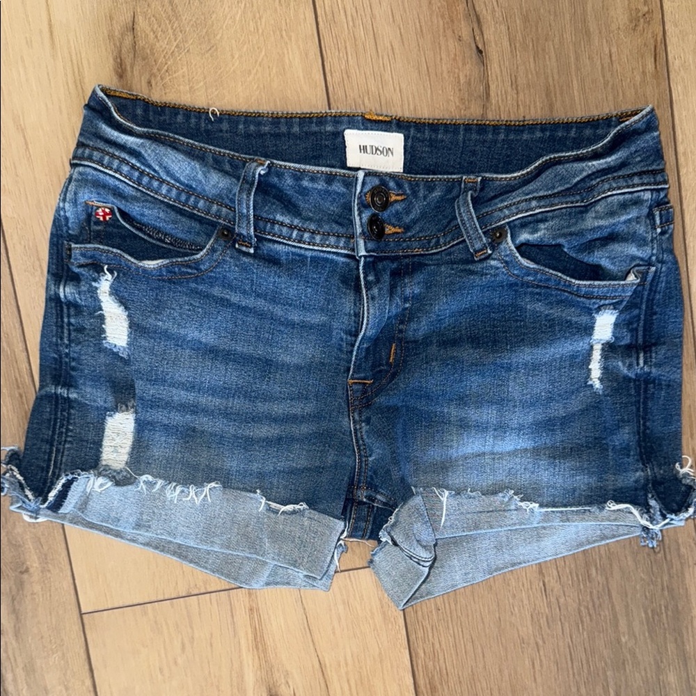 Hudson Jeans Blue Jean Shorts with Distressed Details